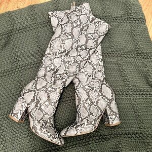 Steve Madden gray blue snakeskin tall boots